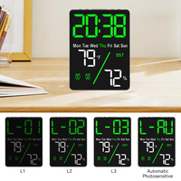 Reloj de Pared Digital LED Multicolor con Cargador de Teléfono, Calendario, Higrómetro, Alarma RGB, Luz de Fondo de Pantalla, para Oficina