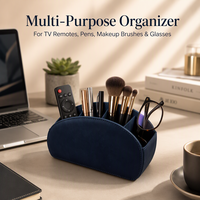 Support de télécommande personnalisé avec logo, organisateur de bureau en velours, boîte de rangement multi-compartiments pour télécommandes de télévision, stylos, lunettes