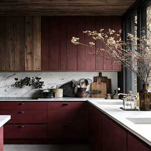 Armoire de cuisine en bois massif de style vintage, style rétro français, taille et couleur personnalisées disponibles, armoires de cuisine directement de l'usine - Product Image 1