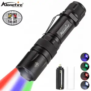 Alonefire X33 4 in 1 flashlight Zoom White Blue Green Red multi purpose Lighting torch Hunting Fishing vocal concert glow sticks