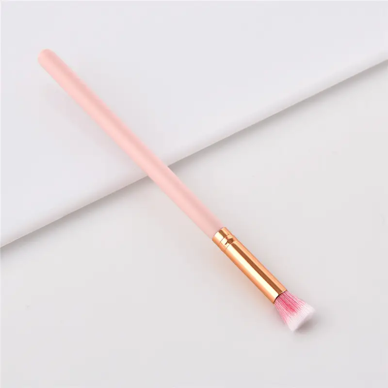 5 different 1pc pink single eyeshadow makeup brushes flame shape small foundation angled blend blush eyes brush