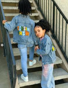 HIPPO ENFANTS Denim Vestes Frère Correspondant Chenille Broderie Garçons et Filles Denim Manteau Bébé Vêtements - Product Image 6