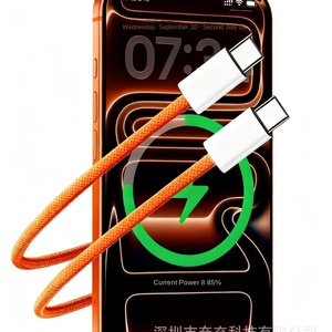 New Orange Nylon Bện 3ft 60W Pd Loại C Để Loại C Cổng USB Phổ Nhanh Chóng Sạc Cáp Dữ Liệu Cho <span class=keywords><strong>iPhone</strong></span> 17 14 15 16 Pro Max - Product Image 5