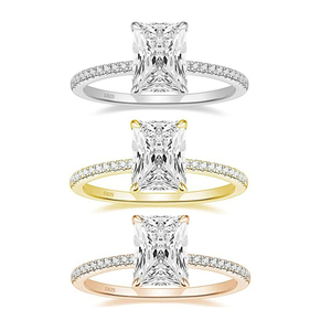 Bague de fiançailles en argent sterling 925 SPJ, taille radiant 7x9 mm, <span class=keywords><strong>3</strong></span> <span class=keywords><strong>carats</strong></span> CZ, pour femmes, bijoux fins de luxe pour mariage - Product Image 1
