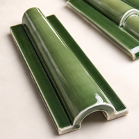 Carrelage Céramique 3D Façonné en Bambou Vert Vibrant, Étanche et Fait Main, Idéal pour la Décoration Murale Intérieure d'Hôtels de Charme et de Cafés