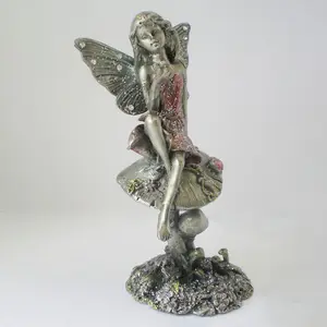 Gran jardín metal jardín Hada estatua miniatura tetera Casa de hadas estatuilla conjunto de 6 uds figuritas de Peltre