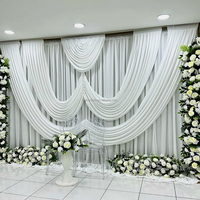 Backdrop Pernikahan Outdoor Kain Pink, Pipa dan Tirai untuk Dekorasi Area Sambutan Acara Pesta, Promo Hot Sale