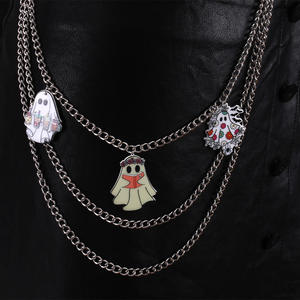 Cadena de cintura de varias capas con diseño de fantasma de dibujos animados de Halloween, cadena corporal unisex de aleación de zinc para pantalones, faldas y jeans. - Product Image 1