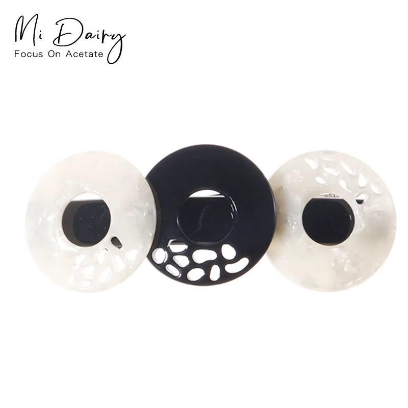 Mi Dairy vintage european and american hollowed circles black and white pearl light acetate hair clips for girls women