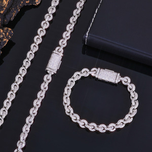 Manufacture Custom Moissanite Fine <b>Copper</b> Bracelets 8mm <b>Chain</b> Link Fine Jewelry Women Men Hip Hop Bracelets - Product Image 2
