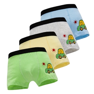 Caleçons en coton doux pour garçons, imprimés ours, singe et voiture, sous-vêtements pour enfants en gros - Product Image 1
