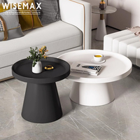 WISEMAX MEUBLES Table basse créative de luxe nordique légère meubles de salon maison ronde table d'appoint en fer noir et blanc
