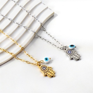 Wholesale Charms Jewelry 18k Gold Plated Stainless Steel Demon Eye Pendant <b>Necklaces</b> Women - Product Image 2