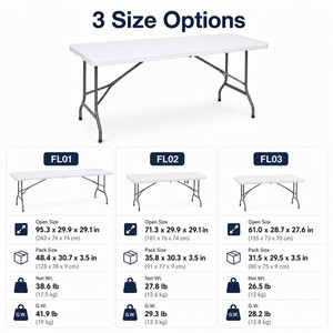 Table d'extérieur pliable en plastique moderne, légère et durable, avec structure robuste pour pique-nique, jardin, fête, mobilier d'extérieur - Prix DDP USA - Product Image 3