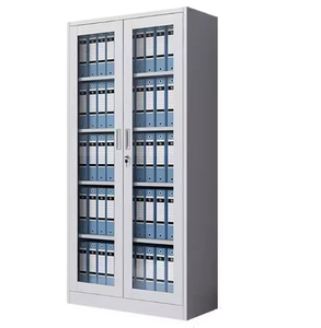 Librería de Oficina de Acero Contemporánea y Resistente en Oferta, 4 Puertas Corredizas de Vidrio Ajustables, Archivador para Oficina en Casa, Escuelas - Product Image 4
