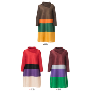 Nuevo color de contraste estado collar largo personalizado de tendencia de moda falda coreano vestido para las mujeres - Product Image 5