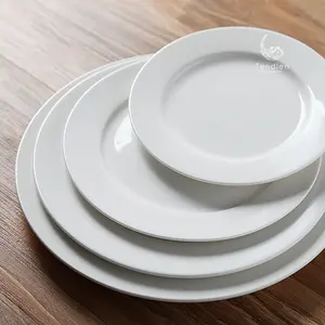 Assiette à dîner blanche ronde en porcelaine de 9 à 12 pouces pour restaurant traiteur