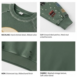 Hoodie de style sportif pour homme, coupe ample, 100% coton French Terry, effet usé, prix bas, fabrication sur mesure, TKAN896D - Product Image 2