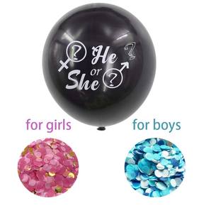 ลูกโป่งยางสำหรับเด็กใส่ออกงาน,ลูกโป่งสีฟ้าอมชมพูมีเศษกระดาษสีสันสดใสย่อยสลายได้ตามเพศ - Product Image 4