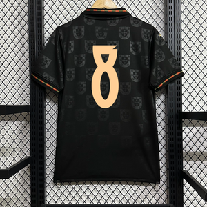 Jersey Sepak Bola Unisex Kustom Dunia 2026 Berkualitas Tinggi 100% Poliester Portugal Hitam Kerah V Bergaris Cepat Kering Bernapas Grosir - Product Image 4