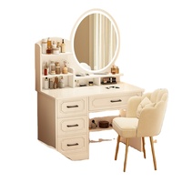 Meuble de maquillage et coiffeuse intégrés modernes et minimalistes pour chambre à coucher avec miroir LED en MDF