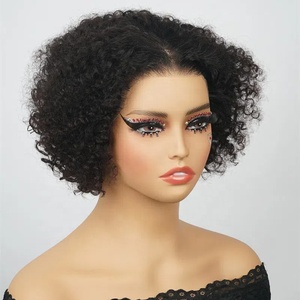 Vente en gros perruques sans colle <span class=keywords><strong>cheveux</strong></span> humains, moelleux crépus bouclés délié naturel <span class=keywords><strong>court</strong></span> Bob perruque, porter et aller suisse dentelle avant Bob perruques - Product Image 1