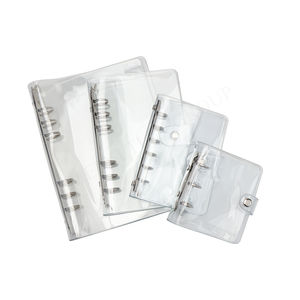Couverture de classeur de journal rechargeable de taille personnalisée avec poche intérieure coque de cahier en PVC transparent fermeture à pression anneau de feuilles mobiles dossier de cas - Product Image 1