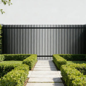 Panneaux de clôture verticaux, clôture à lames <span class=keywords><strong>pour</strong></span> usage commercial, PRINCETON METAL, résidence, revêtement en poudre, sans rouille, clôture en aluminium 3D, intimité - Product Image 1