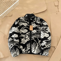 Veste d'hiver réversible OUNA de haute qualité pour homme, avec fermeture éclair, motif camouflage Sherpa sur le devant, coupe-vent en polaire, vente en gros