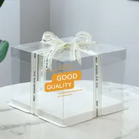 Transparent PET Cake Box, Swiss Roll, High Square, Birthday