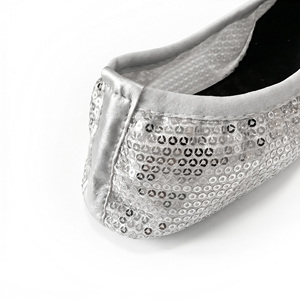 Nuevo Diseño Transfronterizo: <span class=keywords><strong>Zapatillas</strong></span> <span class=keywords><strong>de</strong></span> <span class=keywords><strong>Ballet</strong></span> Plegables <span class=keywords><strong>de</strong></span> Interior con Cordones, Lentejuelas y Logotipo Personalizado - <span class=keywords><strong>Zapatillas</strong></span> Planas para Boda para Todas las Estaciones - Product Image 3