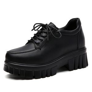 Nouvelles chaussures en cuir à semelle épaisse pour femmes, style coréen polyvalent, chaussures à semelle épaisse, style britannique tendance - Product Image 6