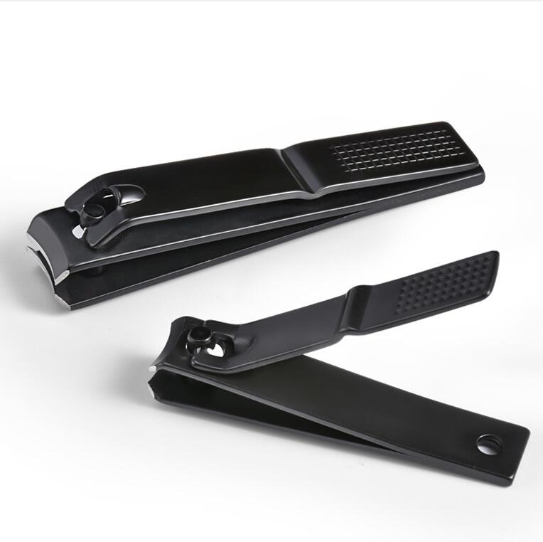 Электрическая дорожная машинка для стрижки ногтей из нержавеющей стали с прямыми краями, черная машинка для маникюра, резак с бесплатной пилкой для ногтей, ножницы для педикюра