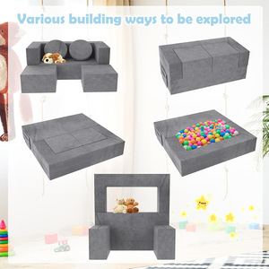 Children's <b>Sofa</b> Set With Ottoman And Round Pillows Fabric High-Elasticity Foam 2 Seater For <b>Kids</b> Bedroom Play Area - Product Image 2