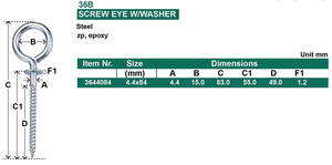 สกรูหัวตะขอชุบสังกะสีสลักเกลียวรอบดวงตาสำหรับโรงงาน - Product Image 3