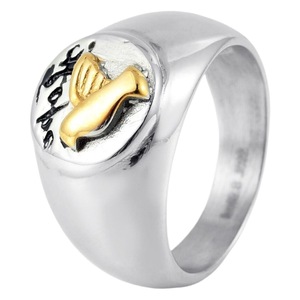 yunnique Men's <b>Titanium</b> Steel Cross <b>Ring</b> Two Tone Design Geometric Pattern Gift Jewelry - Product Image 5