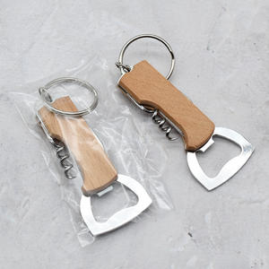 Abridor de botellas de Vino de Bolsillo multifunción Llavero Logotipo personalizado Camarero de madera portátil Sacacorchos - Product Image 6