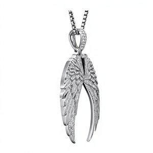 925 Silver Moissanite Gold Plated Luxury <b>Angel</b> <b>Wings</b> Pendant Necklace Long Chain <b>Jewelry</b> for Women Gift Party - Product Image 3