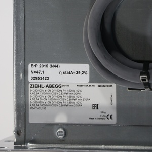 พัดลมระบายความร้อนอุตสาหกรรม ZIEHL-ABEGG รุ่น RG28P-4DK.6F.1R 210195 แรงดันไฟฟ้า 460V กำลังไฟ 1850W ความเร็วรอบ 1600 รอบต่อนาที ความถี่ 60Hz แบบลูกปืน  สำหรับอินเวอร์เตอร์  แบบแรงเหวี่ยง - Product Image 6