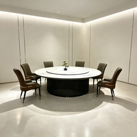 Table à manger électrique rotative et extensible en acier et dalle de roche, style chinois moderne, pour la maison, la villa, le club, l'hôtel