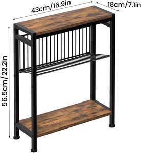 Commerci all'ingrosso piccolo tavolino piccolo spazio 3-Tier con fondo stretto portariviste sottile comodino Skinny merenda divano - Product Image 3