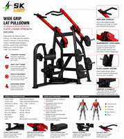 Machine à tirer vers le bas à charge libre SK Pro Gym, en acier Q235 de 3,0 mm, avec poignée large, pour entraînement du dos et bras indépendants, pour clubs de fitness commerciaux