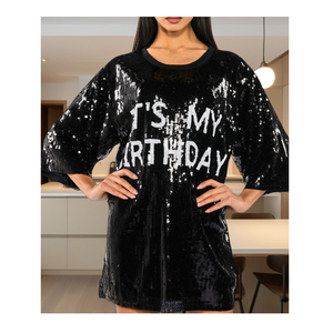 In Stock Its My Birthday Sequin Shirt Dress Night Club Ready | Alibaba.com