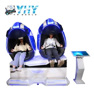 Kapalı eğlence ürünleri 9D iki oyuncu çekim sürüş Vr sandalye yumurta hareket kokpit simülatörü uçuş