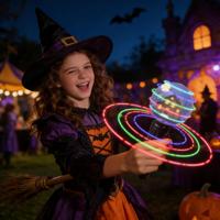 Baguettes lumineuses rotatives personnalisables pour fêtes d'Halloween : Père Noël fantôme, Bonhomme de neige, Sorcière, Cerf