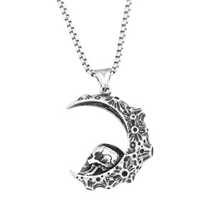 Yunnique – collier crâne de lune en acier inoxydable pour hommes, pendentif gothique, bijoux, accessoire de mode - Product Image 5