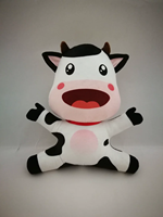 Pabrik OEM/ODM Uyeah, MOQ Rendah, Desain Pribadi, Boneka Sapi Kartun, Boneka Hewan Lucu Custom, Boneka Plushie Custom dengan Pakaian
