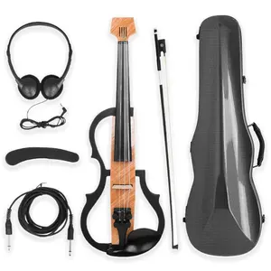 Violino eletroacústico profissional silencioso de alta qualidade - Design em fibra de carbono, ideal para jogadores adultos, vem com estojo