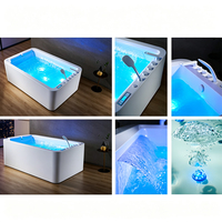 Baignoire Balnéo Acrylique 2 Personnes avec Jets Multiples LED, Spa Intelligent avec Douchette pour Hôtel, Villa, Salle de Bain