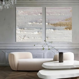 Décoration murale pour la maison, grande toile d'art murale, décoration d'intérieur, peinture minimaliste blanche de luxe, peinture faite à la main - Product Image 1